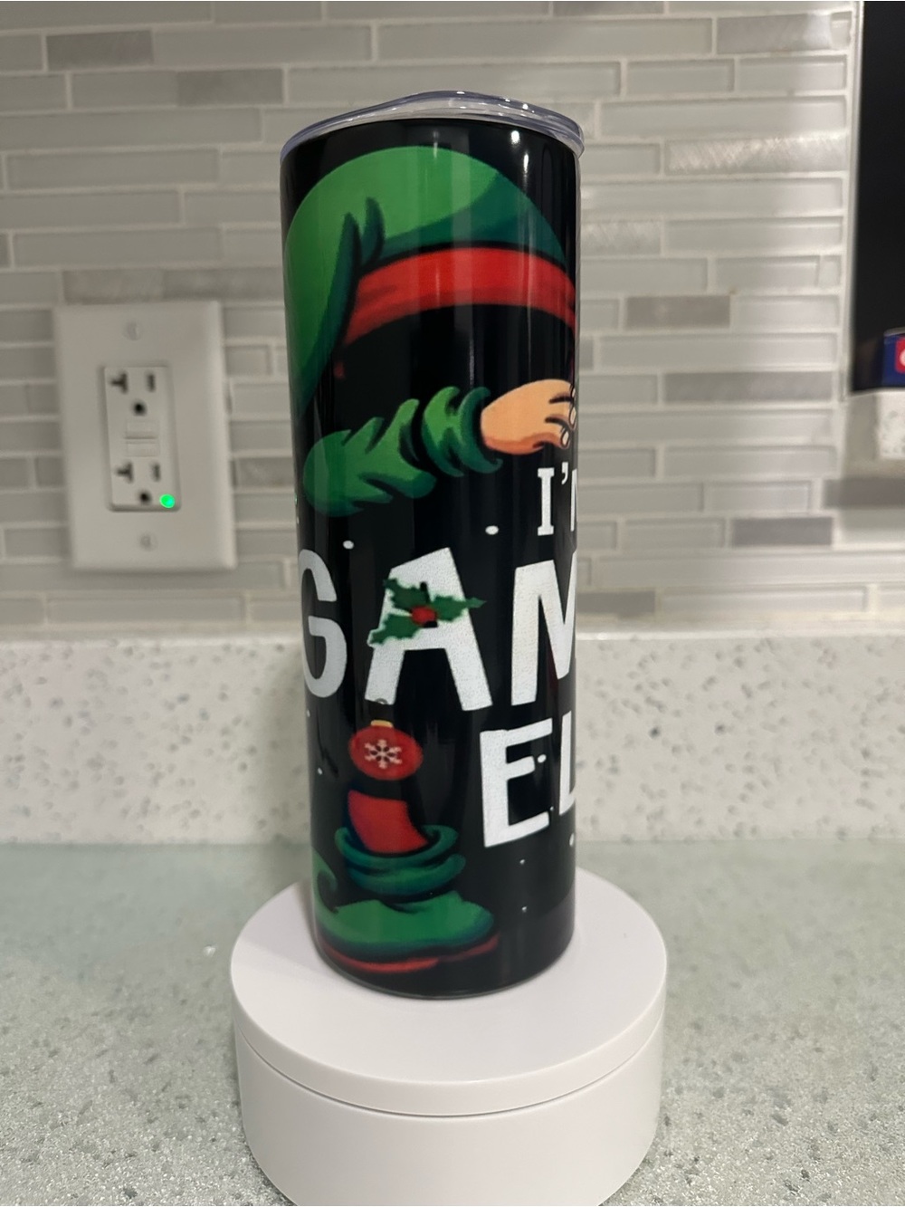 Gamer Life 20oz Holiday Elf Stainless Steel Tumbler - Black & Green